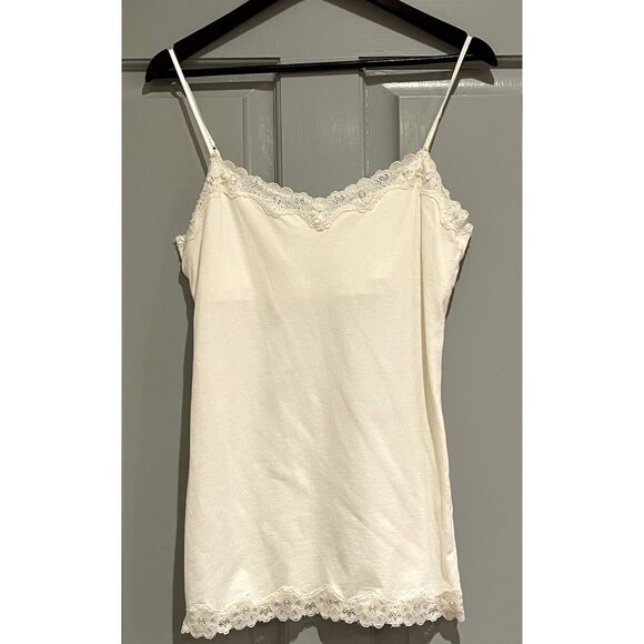 Aeropostale Tops - Aeropostale Lace Trim Cami Tank Size Large Cream Y2K Preppy 90S Coquette
